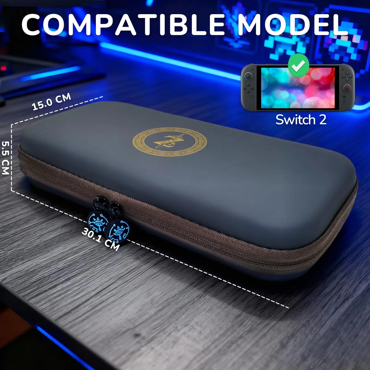 Custodia Switch 2, Borsa de Protettiva per Switch 2 (2025), con Tasche a Rete e Cerniera a Tema, per 10 Schede di Gioco e Accessori, Grigio