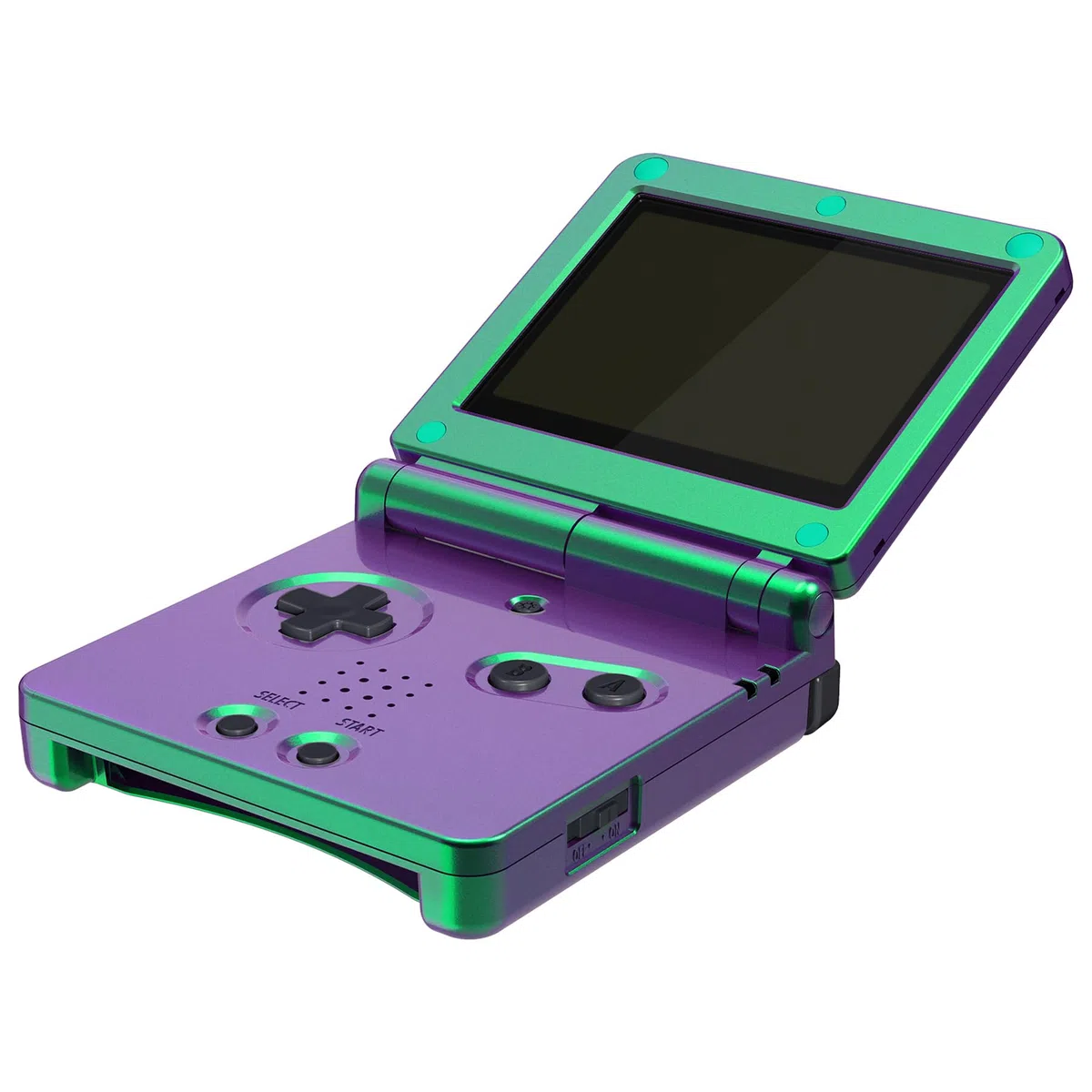 eXtremeRate Cover Scocca Ricambio per Gameboy Advance SP,Custodia Tasti Pulsanti Kit per GBA SP Console-Compatibile con IPS&Standard LCD(Non Include Console&IPS Schermo)-Camaleonte Verde Viola