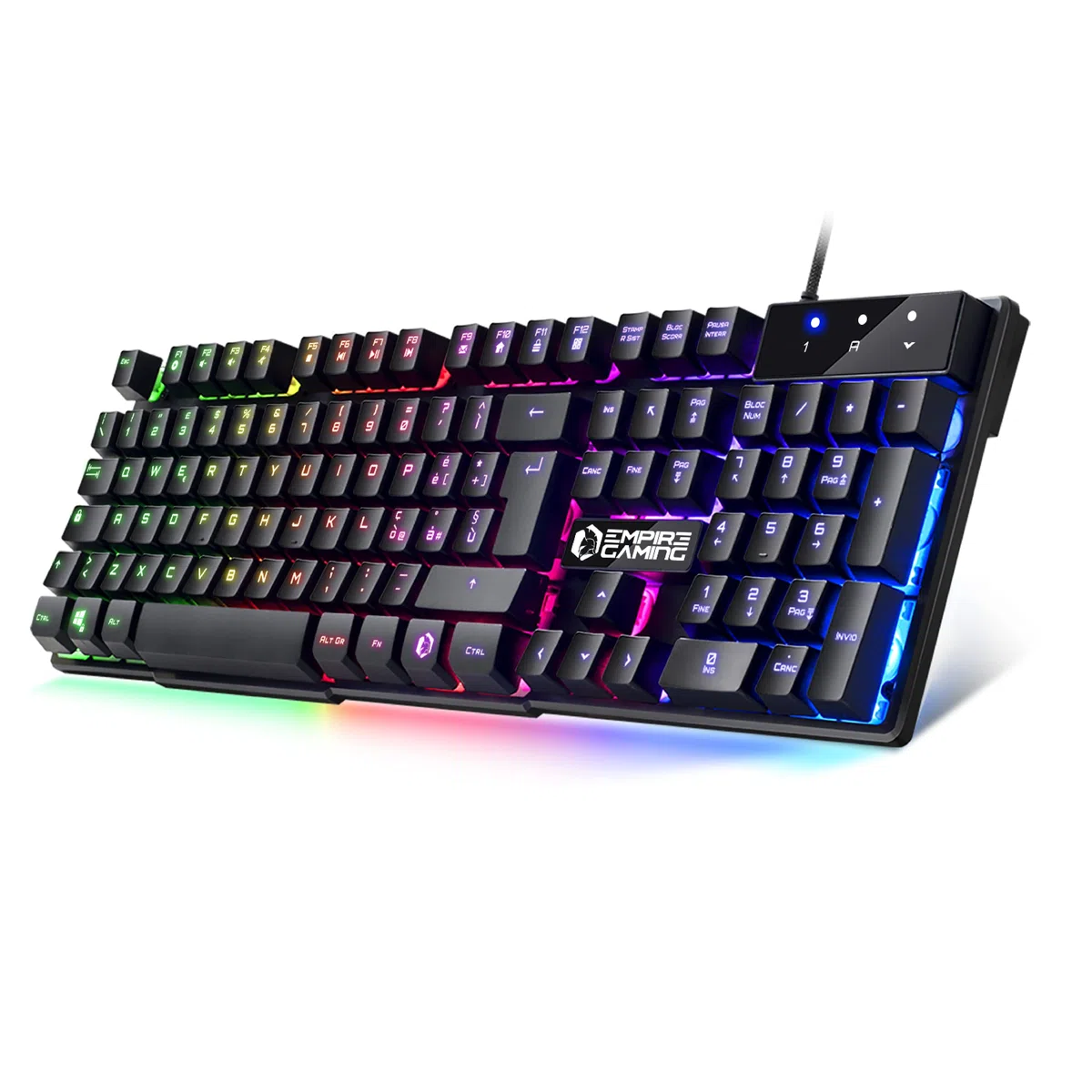 EMPIRE GAMING - Tastiera Gaming K300 QWERTY Italiana - 105 Tasti Semimeccanica - Retroilluminazione LED RGB - 19 Keys Anti-ghosting - 12 Scorciatoie Multimediali - USB con Filo