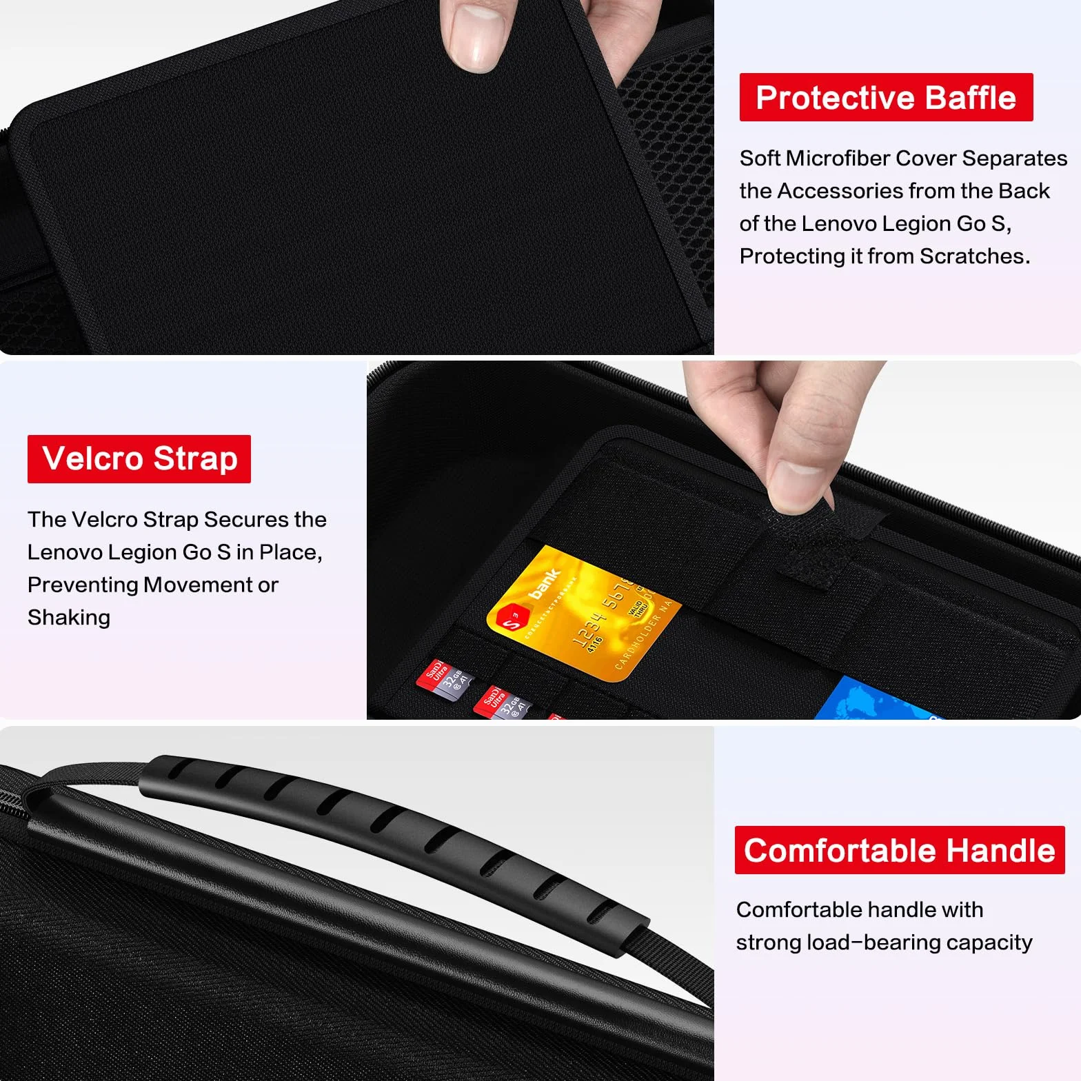iVoler Custodia Protettiva per ASUS ROG Xbox Ally / ROG Xbox Ally X (7 Pollici), Borsa da Trasporto Antiurto con Scomparto Interno per Caricabatterie e 8 Slot Micro SD - Nero