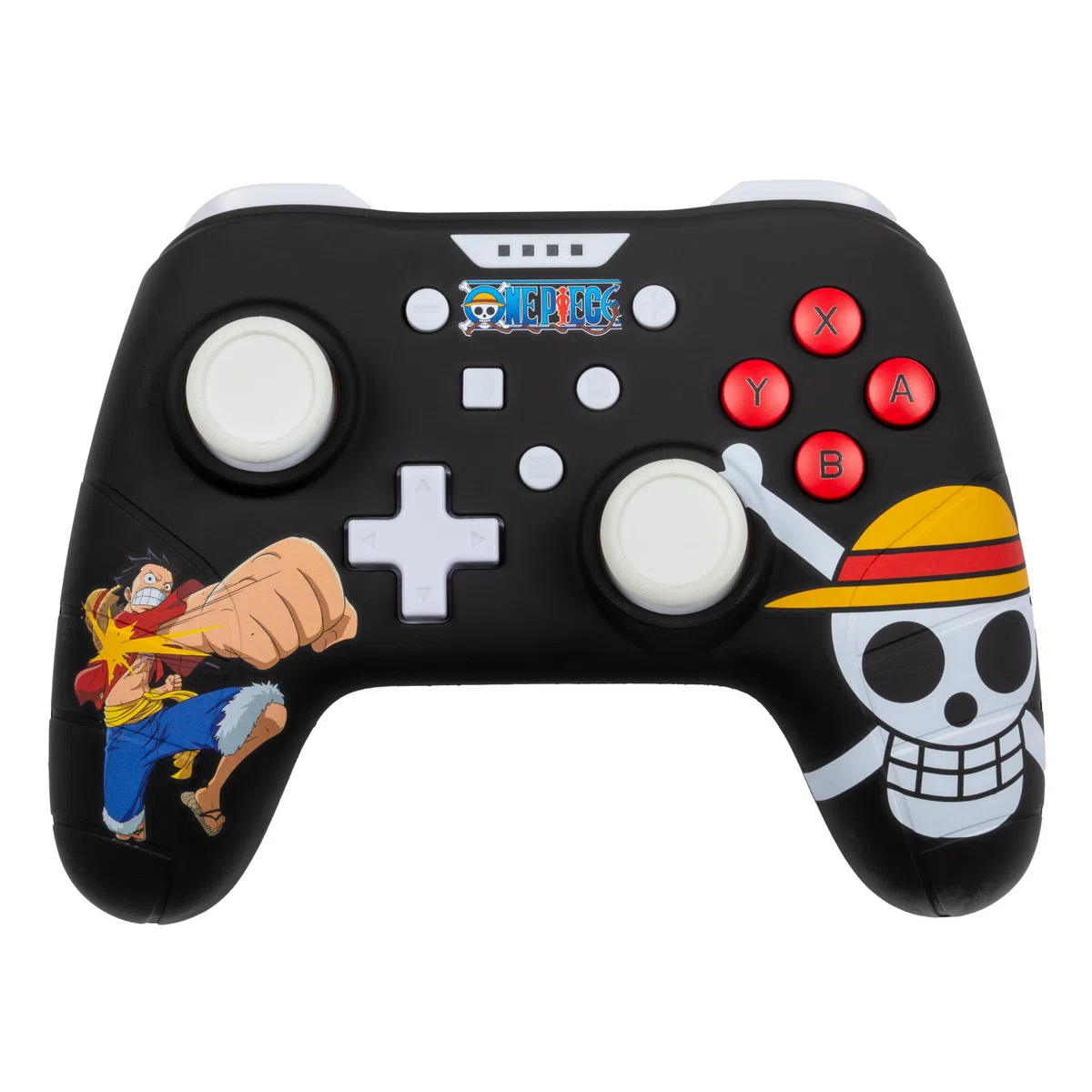 Konix Controller cablato One Piece per Nintendo Switch, Switch OLED e PC - Funzione vibrazione - Cavo da 3 m - Motivo Luffy - Nero