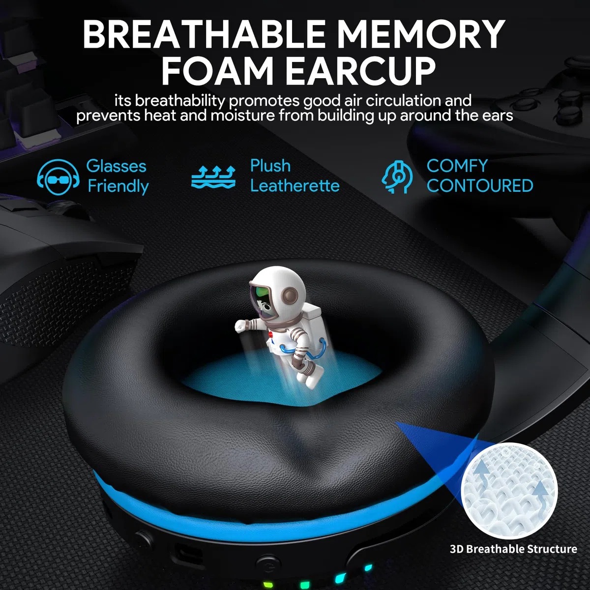 Pacrate 2.4 GHz Cuffie Gaming Wireless per PS5 PS4 PC Mac Switch, Cuffie Wireless Bluetooth con Microfono Rimovibile con Cancellazione del Rumore, 3.5mm Cuffie PS5 per Serie Xbox