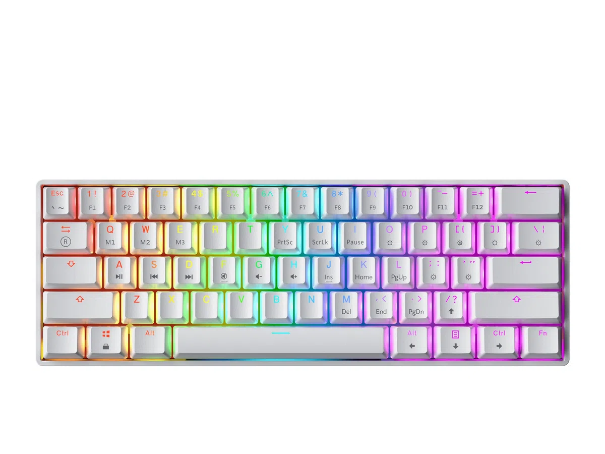 GK61, Tastiera meccanica da gaming, 61 tasti multicolore RGB, retroilluminata con illuminazione a LED, con cavo, programmabile, cablata, per giocatori su PC e Mac (layout italiano non garantito