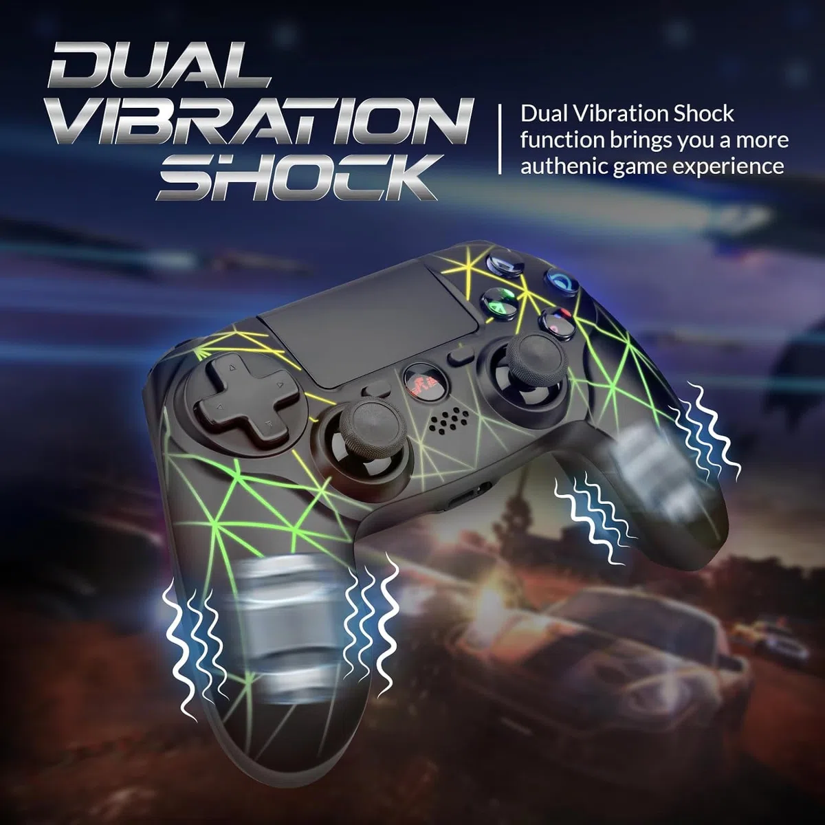Rii Gaming GP600 - Gamepad Bluetooth + USB con mouse touchpad, altoparlante, microfono, vibrazione e retroilluminazione compatibile con PlayStation 4, Windows, Mac, Android, Fire TV, Raspberry Pi