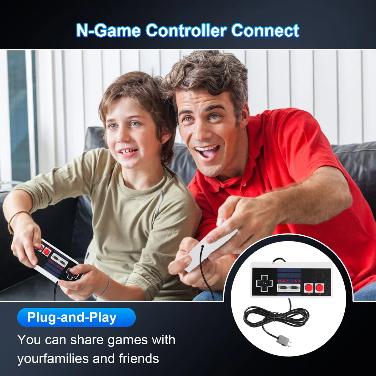 Binghe NES Controller Classico, NES Game Controller Classic Mini Edition con NES Interfaccia Compatibile con PC/M-A-C/Raspberry Pi 3(2 pezzi)