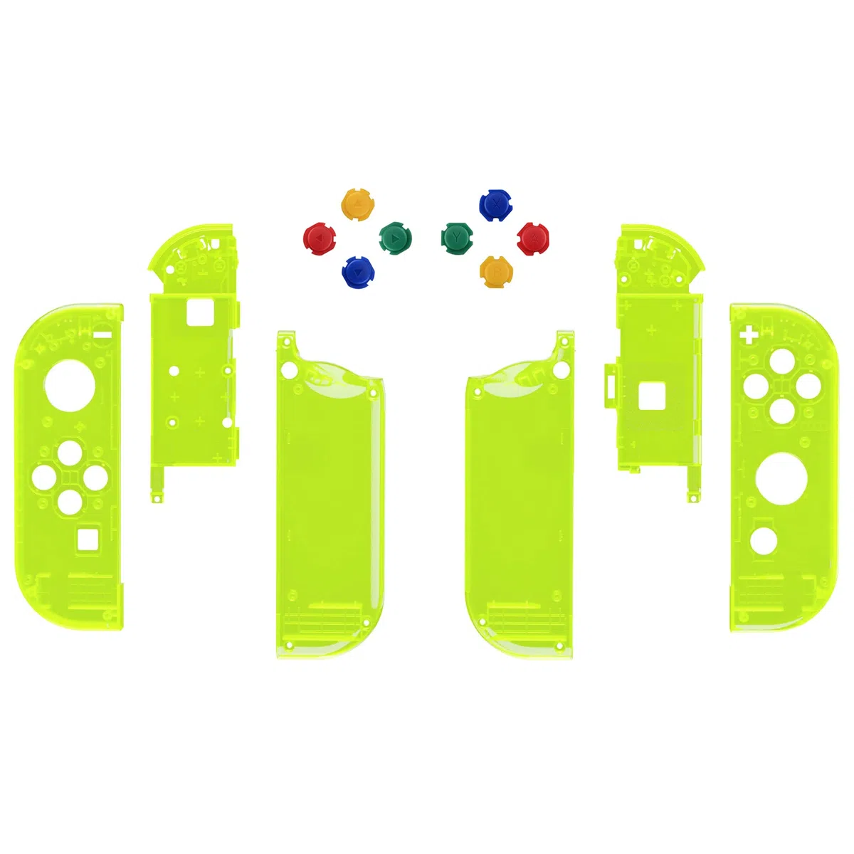eXtremeRate Cover Custodia Tasti Ricambio per Nintendo Switch/OLED Joycon,Scocca Grip Case Pulsanti Kit per Nintendo Switch/OLED Joystick Controller,Senza Joycon-Trasparente Verde Limone