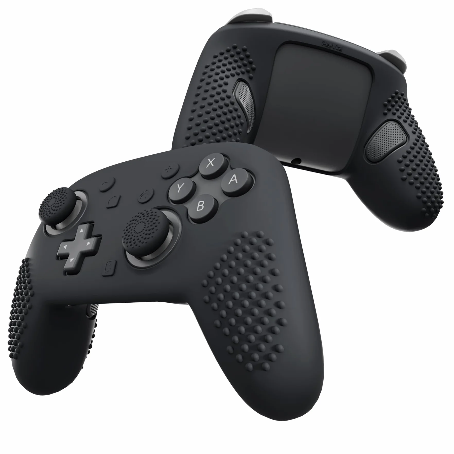 PlayVital Cover per Nintendo Switch 2 Pro Controller, Custodia Silicone Protettiva Antiscivolo per Switch 2 Pro con Copri Tasti Posteriori, Gommini e Adesivi, 3D Borchiate-Nero