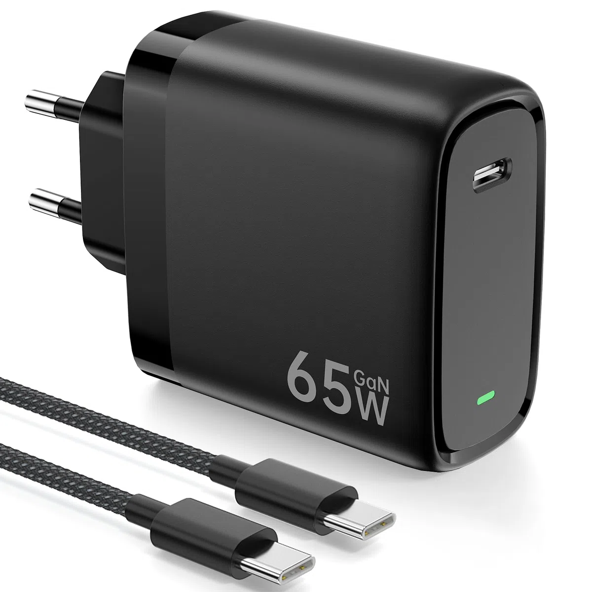 Caricatore USB C 65W con Tecnologia PD3.0 e GaN II Caricatore Rapido USB C PPS con Cavo Tipo C 2m per iPhone 16/15, per Pad Pro/Air, per Galaxy S25/S24/23/S22, per MacBook Pro/Air.ecc