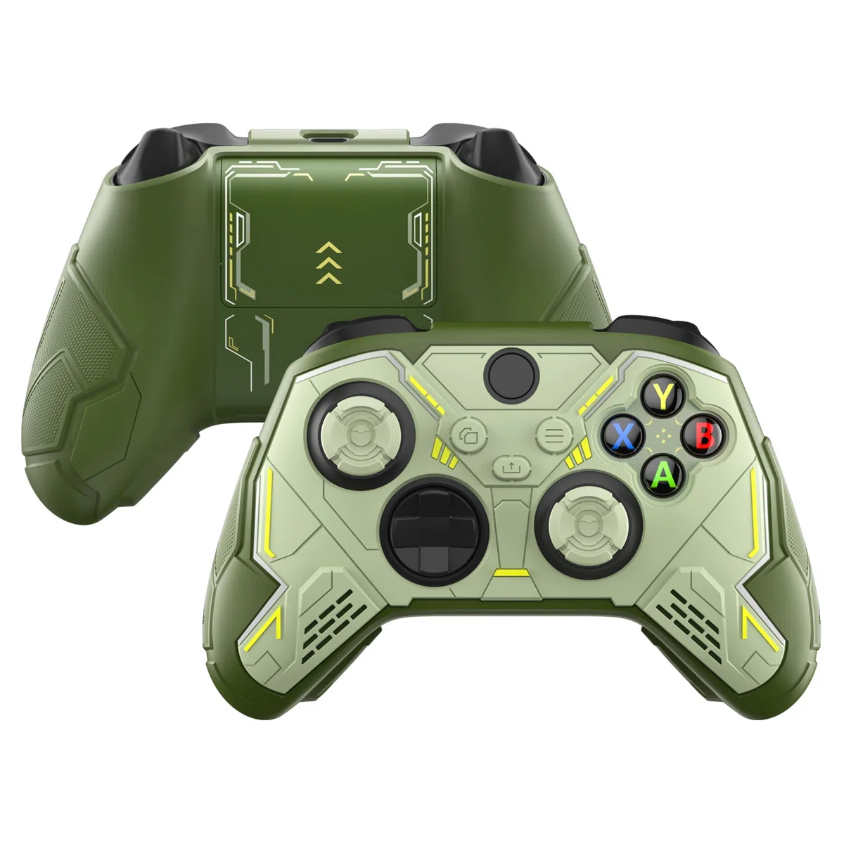 playvital Cover Controller per Xbox Series X/S Joystick, Custodia Silicone Case Grip Antiscivolo & Copri Levette Analogiche & Adesivi, Accessori Protettivi, Mecha Stellare-Verde