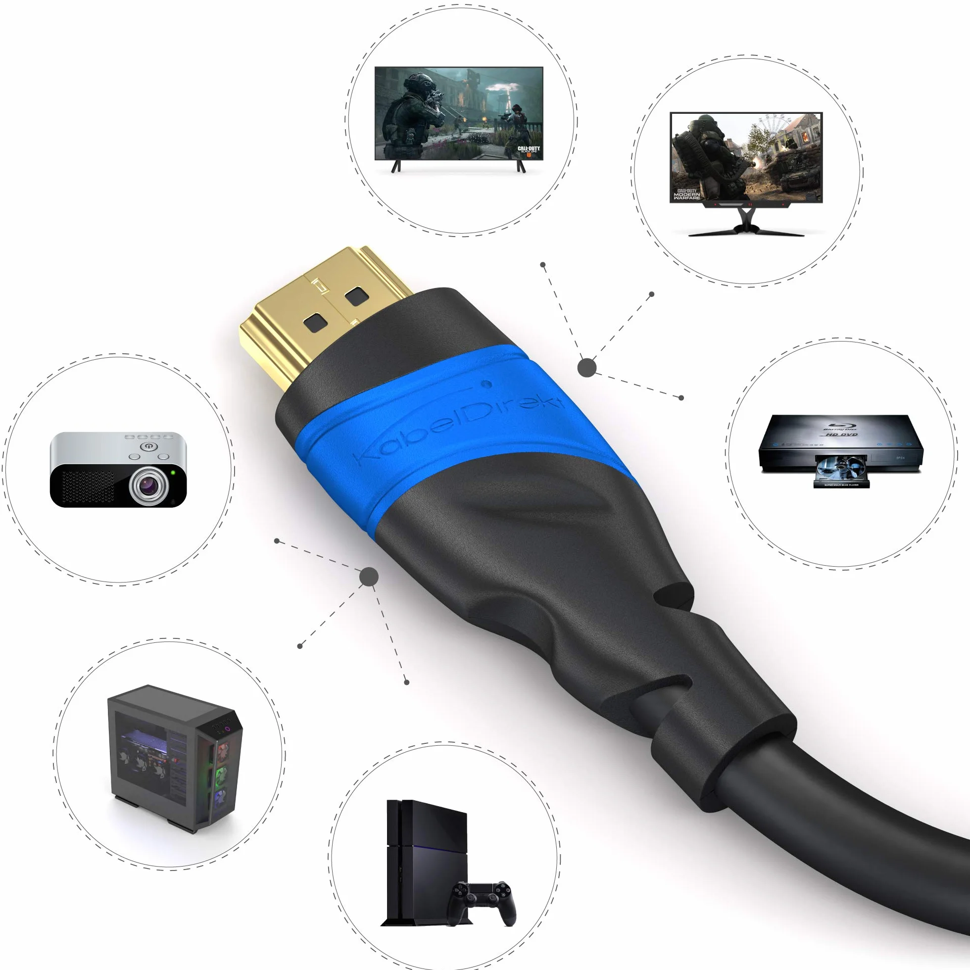 KabelDirekt – Cavo HDMI 4K con schermatura A.I.S., progettato in Germania – 5m (4K@60Hz per una spettacolare esperienza Ultra HD – High Speed con Ethernet, Blu-ray/PS4/PS5/Xbox/Switch, nero)