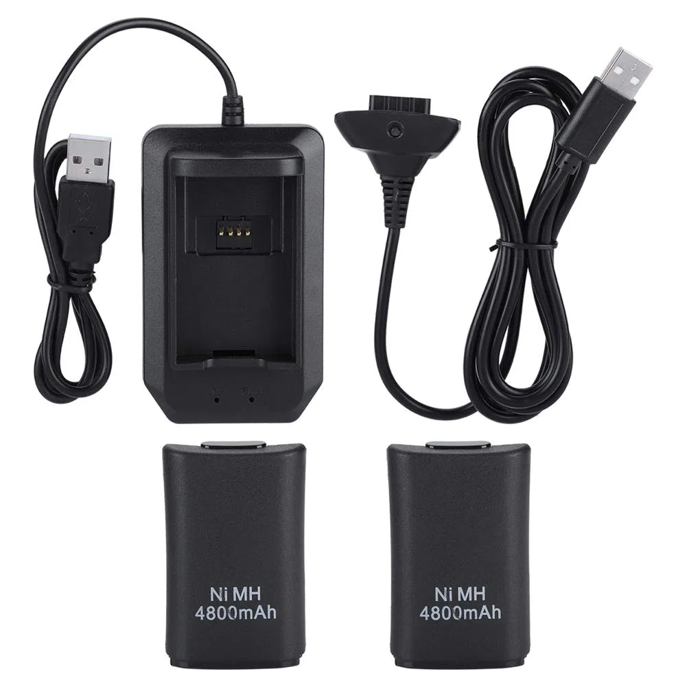 Batteria per 360, Pacchetto di Ricarica Controller per 360, Batteria di Backup per Controller 360 Durante i Giochi con Cavo di Ricarica USB e Base di Ricarica