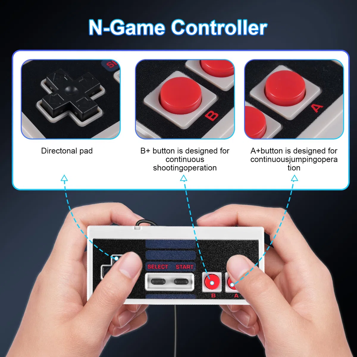 Binghe NES Controller Classico, NES Game Controller Classic Mini Edition con NES Interfaccia Compatibile con PC/M-A-C/Raspberry Pi 3(2 pezzi)