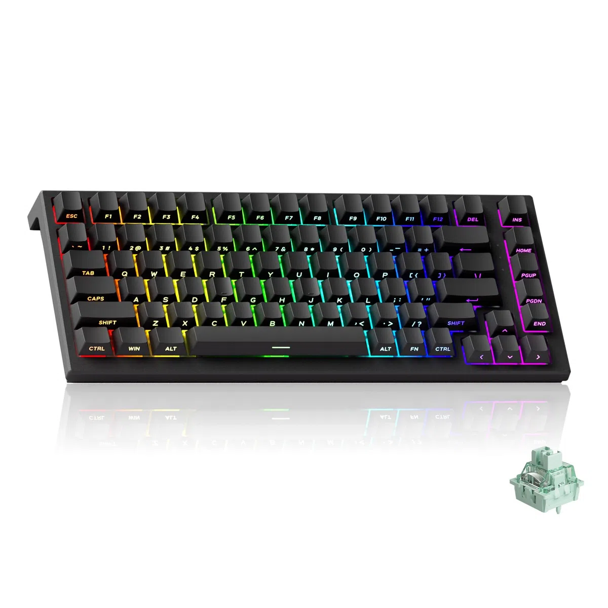 Akko Tastiera gaming cablata a grilletto rapido TAC75, switch magnetici ad effetto Hall, layout USA al 75%, frequenza di polling di 8K Hz, tasti in PBT (nero lucido, switch magnetico antiriflesso)