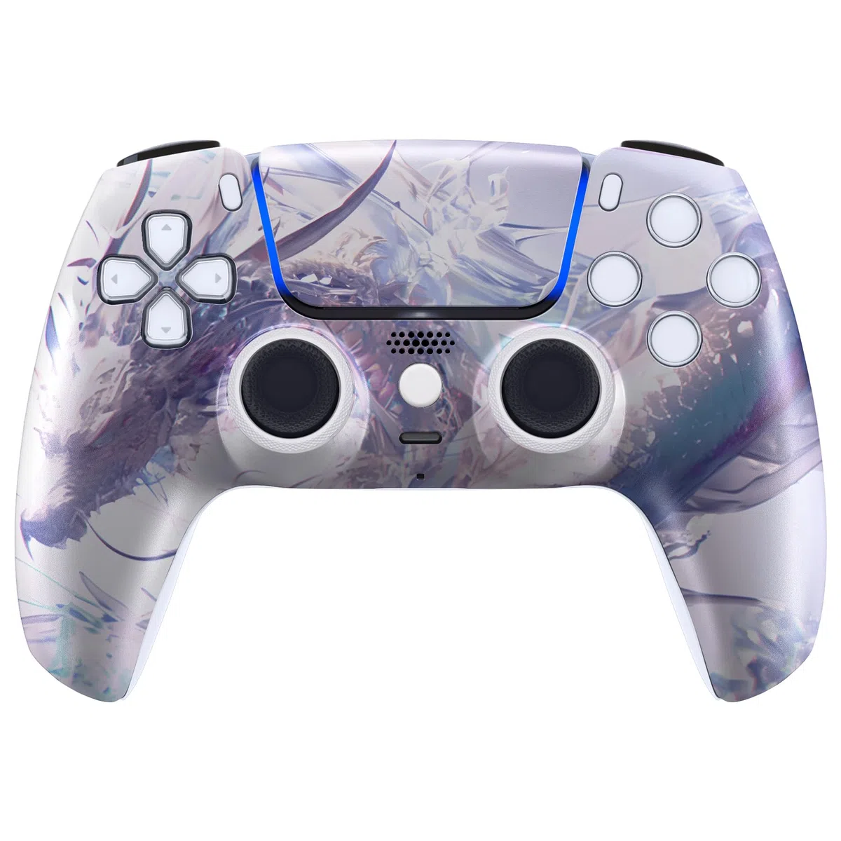 eXtremeRate Luna Cover per ps5 Controller Joystick,Shell Frontale Touchpad Ricambio,Scocca Ridisegnata&Anelli per ps5 Joypad BDM 010/020/030/040/050-Drago di Cristallo