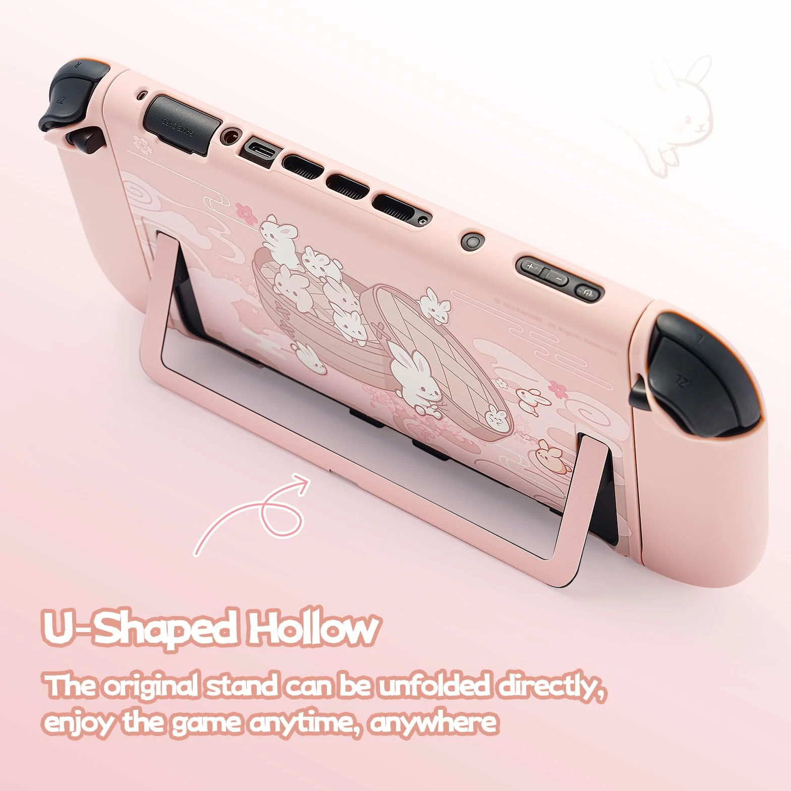 GeekShare Guscio protettivo compatibile con Switch 2, custodia agganciabile Kawaii Cartoon per Switch 2, cover con design antigraffio e antiurto - Coniglio panino al vapore
