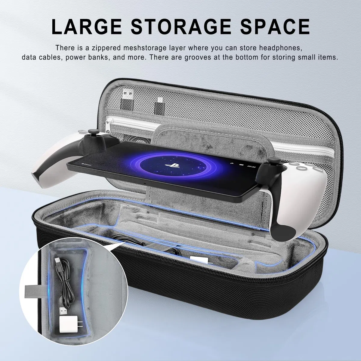 AriKroii 6 in 1 Set di Accessori per PlayStation Portal,Custodia per PS Portal Remote Player,per PS Portal Storage Bag,Cover per PS Portal,2 Confezioni di Pellicola per lo Schermo in Vetro Temperato