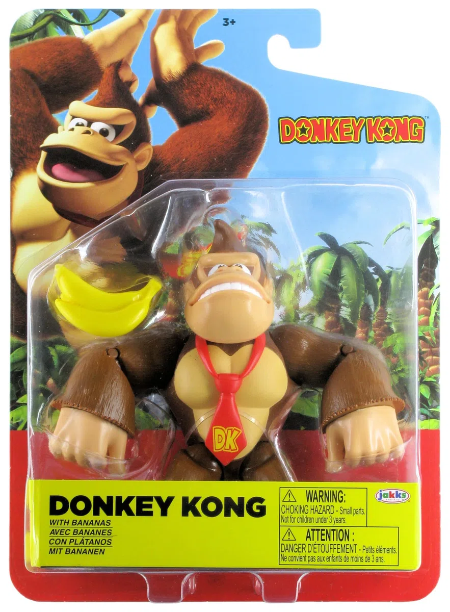 Nintendo World of Super Mario 2023 - Action figure di Donkey Kong con banane, 10 cm