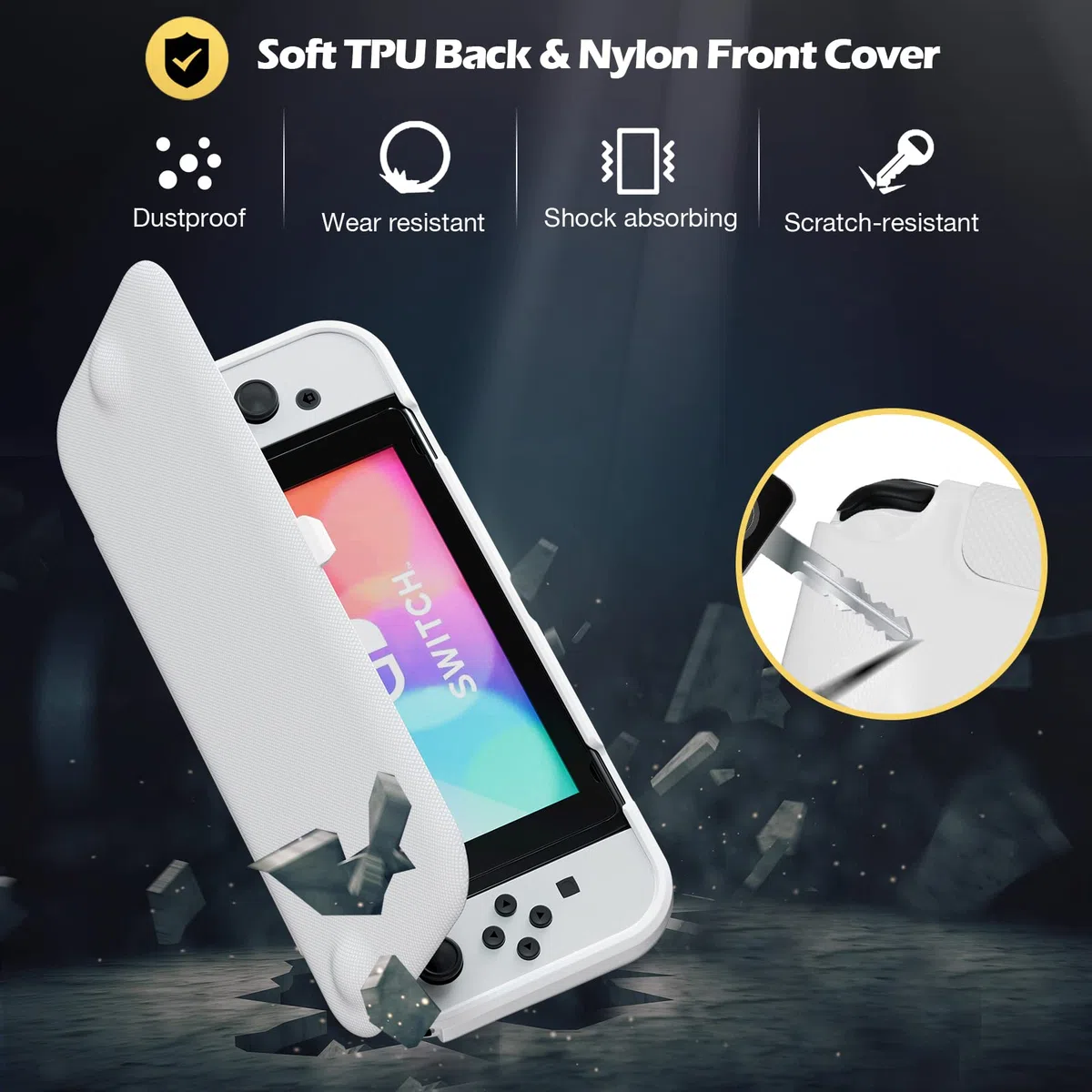 Procase Flip Cover Nintendo Switch Oled Modello 2021 + [2 pezzi] Pellicola Nintendo Switch Oled Morbido Custodia Nintendo Switch Sottile TPU Antiurto con 2 Vetro Nintendo Switch Oled Senza Bolle