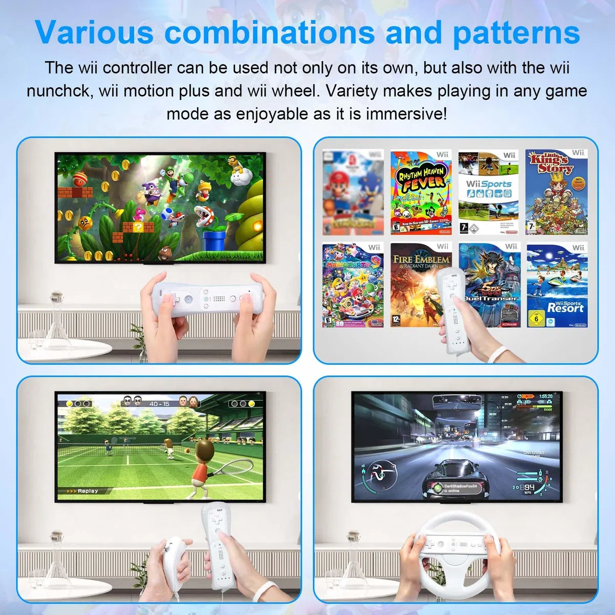 PENYUY Remote Controllers for Wii,Replacement Remote Game Controller Compatible with Nintendo Wii/Wii U, with Silicone Case and Wrist Strap (White)