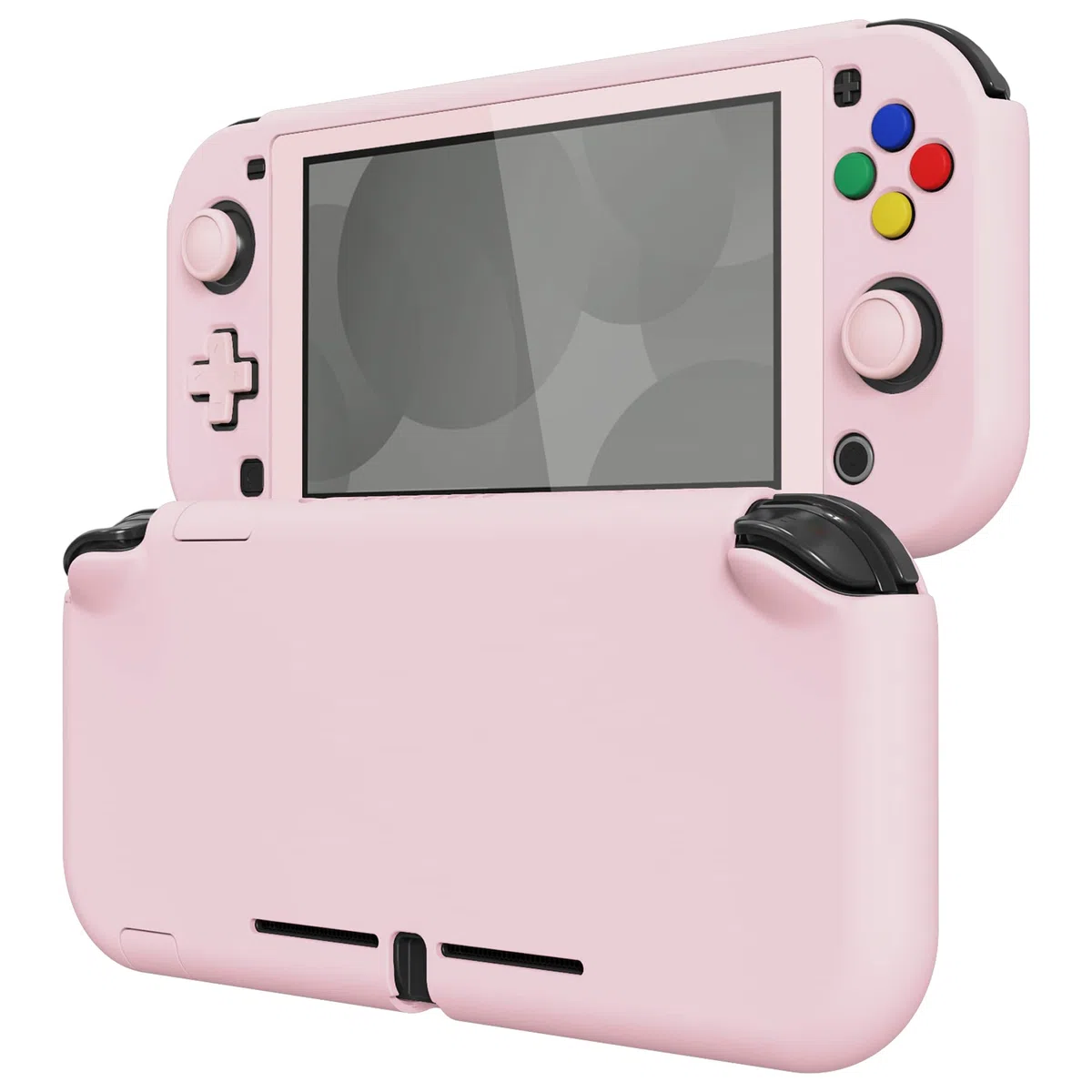 eXtremeRate PlayVital Cover Custodia per Nintendo Switch Lite,Copertura Grip Protettiva Rigida per Switch Lite Console&Pellicola&Copri Analogici Tasti-Rosa