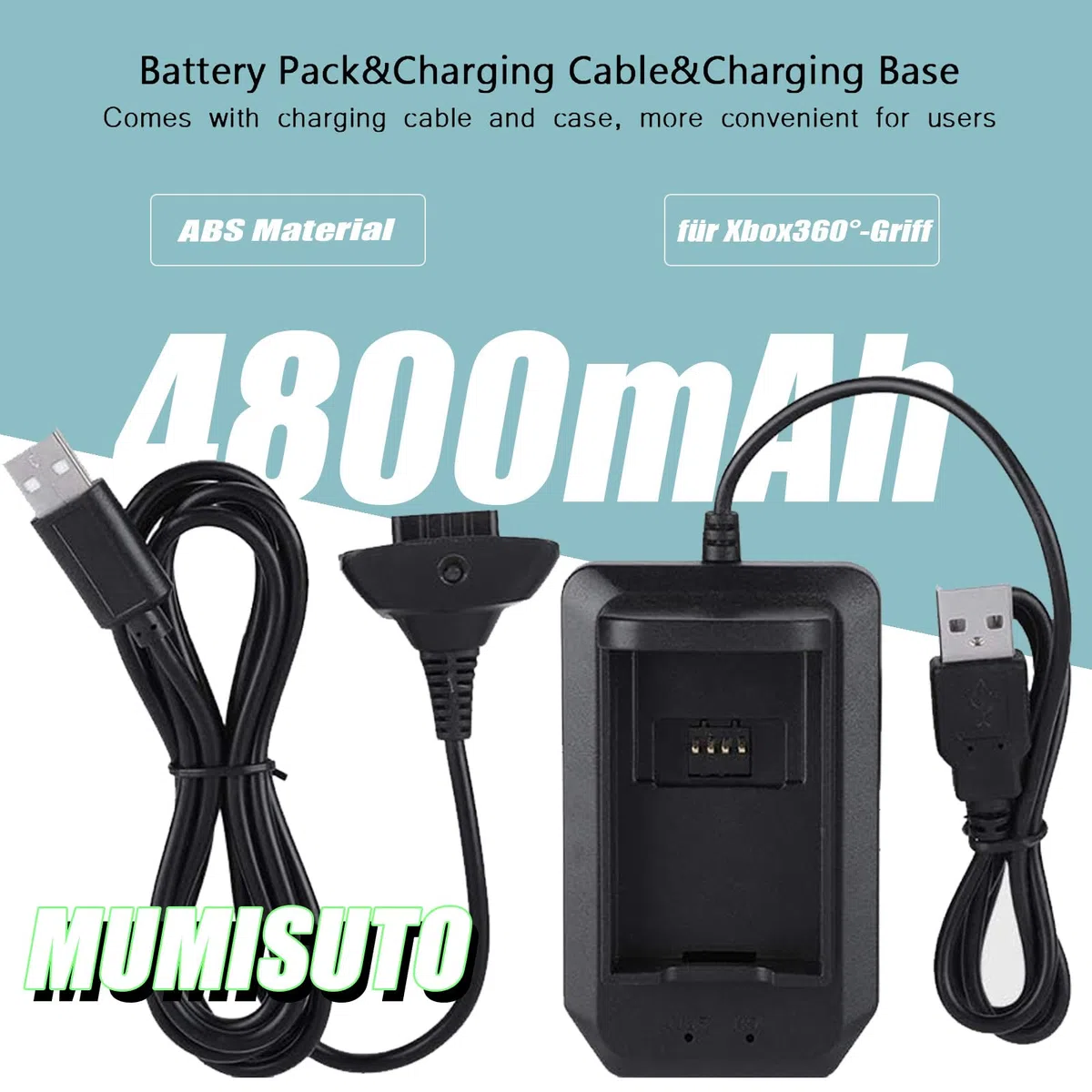 360 Pacchetto Batteria del Controller Per XBOX Batteria Ricaricabile Pacchetto Batteria 4800mAh Ricambio con 1,5 metri Cavo di Ricarica USB e Base di Ricarica