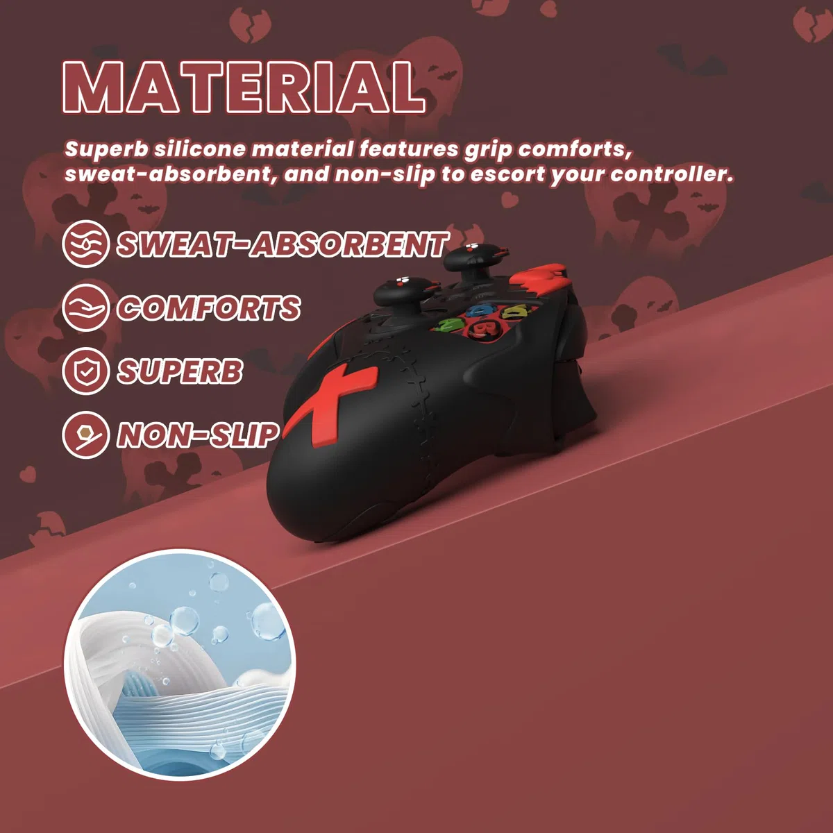 playvital Cover Controller per Xbox Series X/S Joystick,Custodia Skin Silicone Protettiva Antiscivolo&4 Copri Levette Analogiche-Serie Imp Gotico-Nero