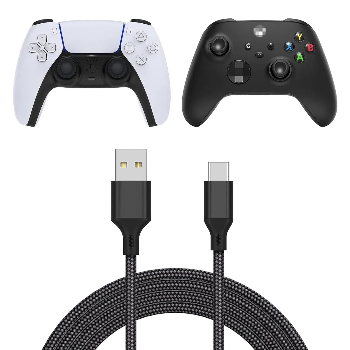 FYOUNG Cavo USB C da 5 m per controller PS5 DualSense/Pro Controller/controller Xbox/Nintendo Switch/Switch OLED/Switch Lite, cavo di ricarica lungo intrecciato per telefono cellulare, tablet, nero