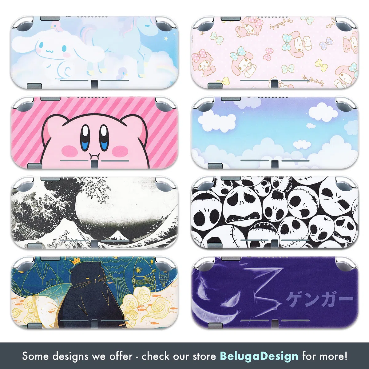 BelugaDesign Rose Switch Skin | Adesivi in vinile pastello con motivo floreale | Carino e romantico per San Valentino | Compatibile con Nintendo Switch (Lite, nero)
