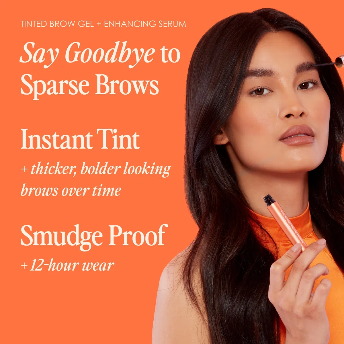 Grande Cosmetics GrandeBROW 2-in-1 Brow Gel Colorato per Sopracciglia + Siero Potenziante - Colore e Volume Immediati - Sopracciglia Visibilmente Più Spesse - Tono Medio
