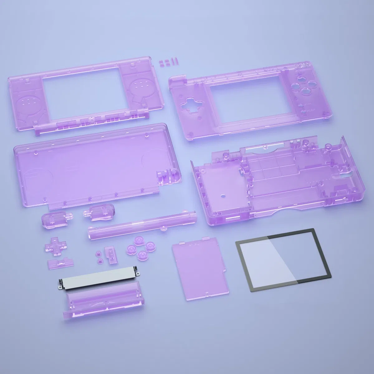 eXtremeRate Cover Scocca Tasti Ricambio per Nintendo DS Lite,Custodia Pulsanti Kit Shell Case per Nintendo DS Lite NDSL(NON Include Console)-Trasparente Viola