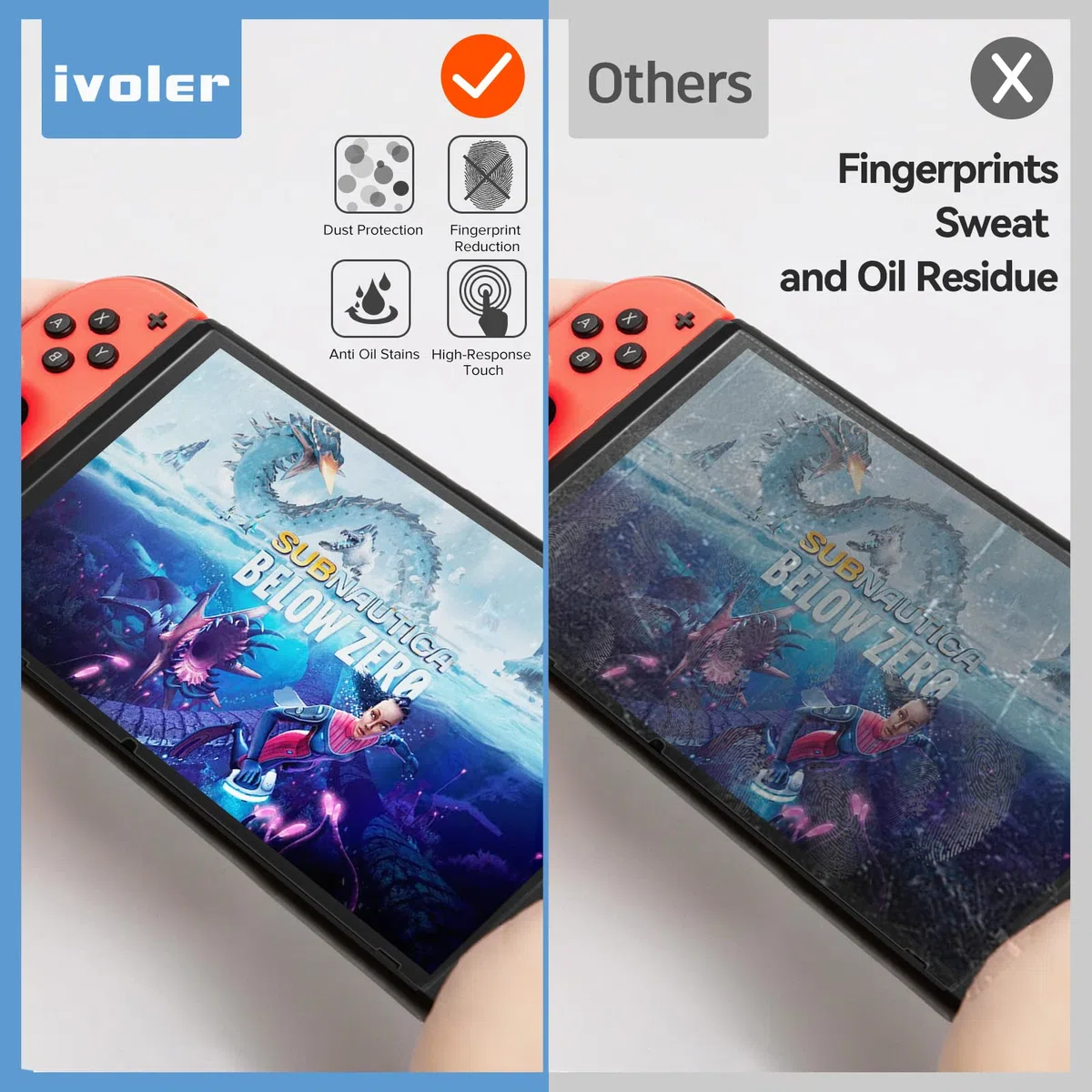 iVoler 2 Pezzi Opaco Pellicola Vetro Temperato Compatibile con Nintendo Switch, Strumento di Installazione Incluso, Antiriflesso Opaca Pellicola Protettiva Protezione [Anti Graffi] [Senza Bolle]