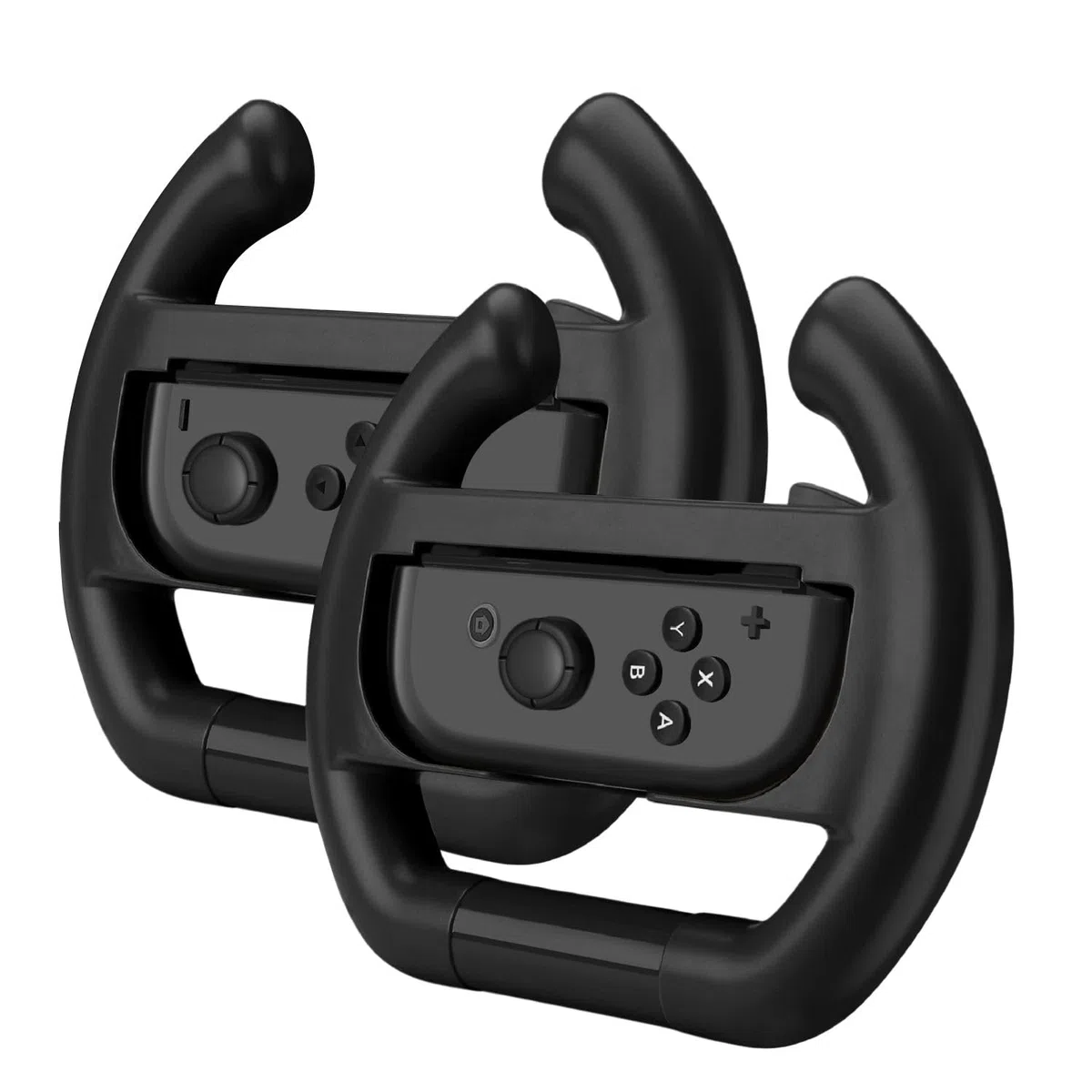 TNP Controller Manipolare Ruota Joy Con Nintendo Switch Interruttore (Set di 2) - Controller Corsa Volante Wheel Accessori per Kit Giochi Mario Pokemon Nintendo Switch Forza Guida Cambio (Nero)