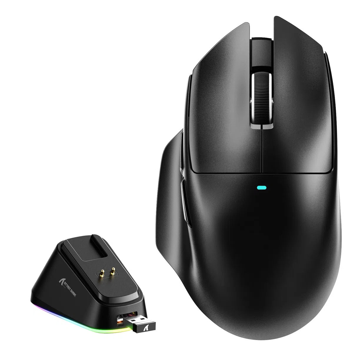 MAMBASNAKE x ATTACK SHARK V6 Mouse Gaming Wireless con Base di Ricarica Magnetica, Peso 65 g, Sensore PAW3311, 25000 DPI, BT/2.4G/USB-C,100M Click, 500mAh per Destrimani–Nero
