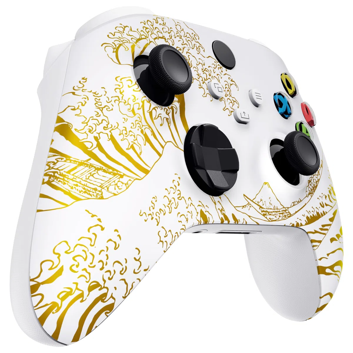 eXtremeRate Cover Frontale per Xbox Series X S Controller Model 1914,Scocca Custodia Copertura Ricambio per Xbox Series X S Joystick,Senza Controller-Grande Onda d'oro Bianca