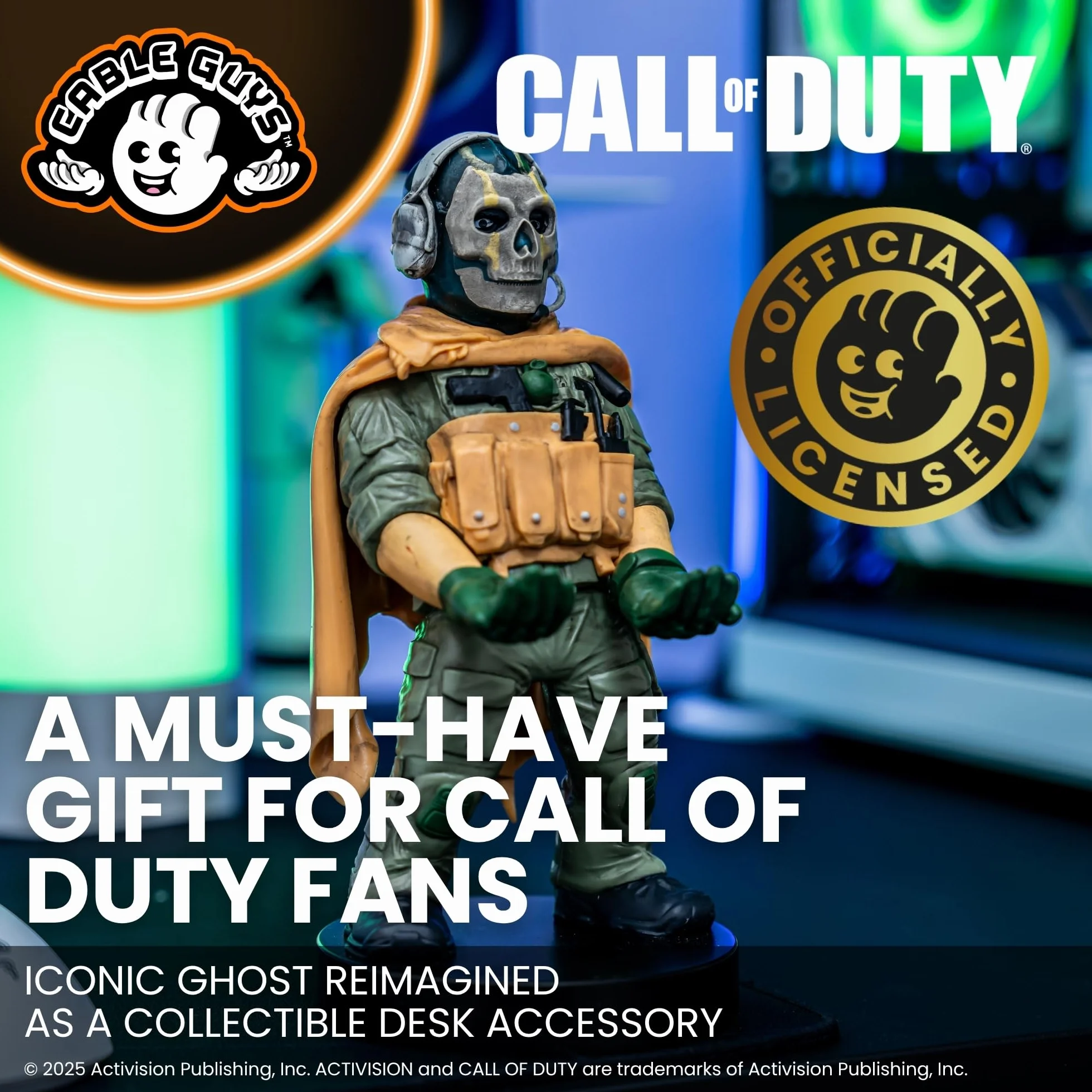 Cableguys Call of Duty Ghost Warzone Supporto Controller e Telefono - Porta Cellulare Compatibile con Xbox, PlayStation e la Maggior Parte dei Controller, Accessori Gaming per Scrivania