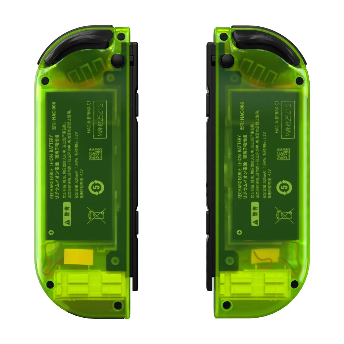 eXtremeRate Cover Custodia Tasti Ricambio per Nintendo Switch/OLED Joycon,Scocca Grip Case Pulsanti Kit per Nintendo Switch/OLED Joystick Controller,Senza Joycon-Trasparente Verde Limone