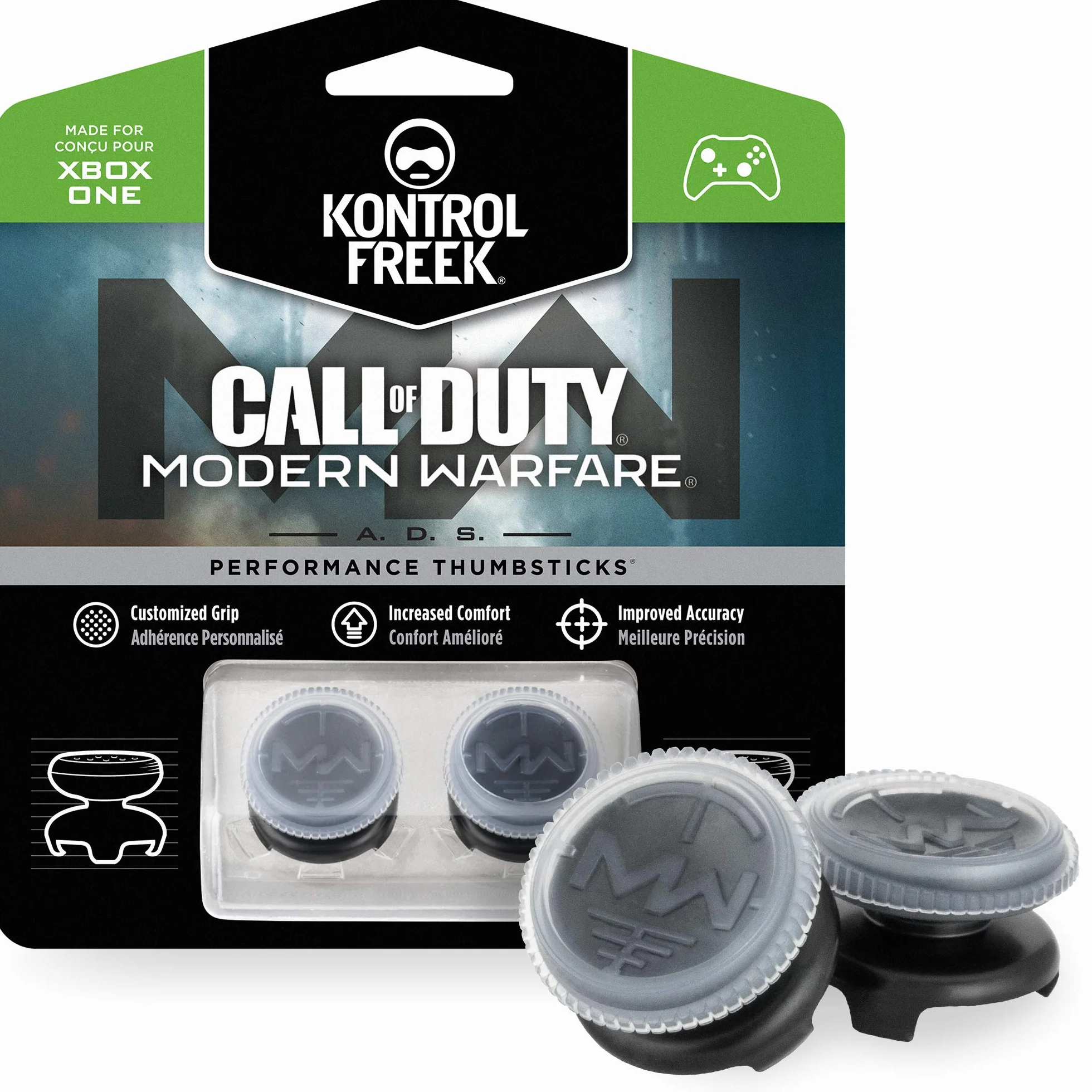 KontrolFreek Call of Duty: Modern Warfare - A.D.S. Performance Levette per Xbox One Controller | 2 alte, Concave | Trasparente/Nero
