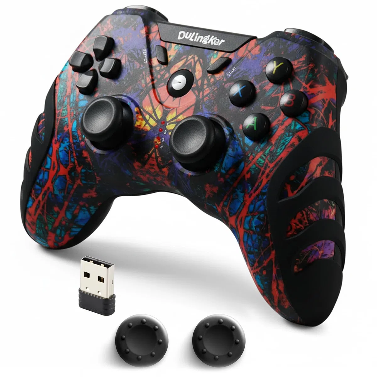 DuLingKer Controller PC Wireless, Controller PS3 PC Joystick con Hall Effect Joystick e Doppia Vibrazione, Wireless 2,4G Gaming Gamepad per Windows 11 10 8 7, PS3, Android TV, Steam, Raspberry Pi