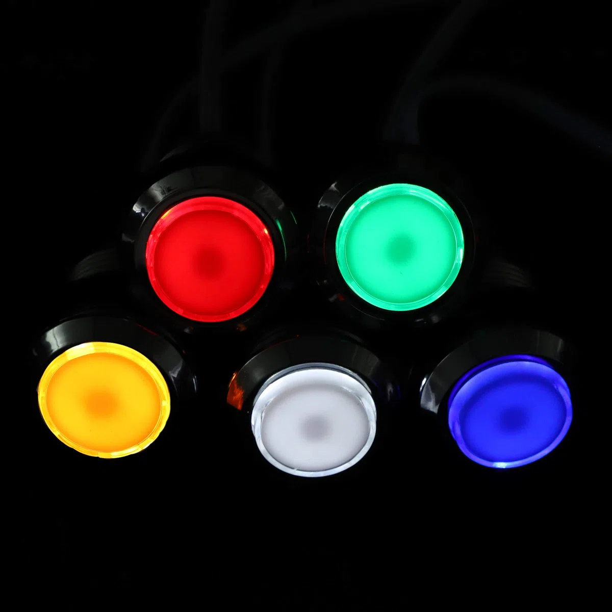 EG STARTS 1 giocatore LED Arcade fai da te Part Kit USB Encoder per PC Gamepad Ellisse & Ovale Stile Bat Joystick + 5V LED Arcade Pulsanti per Videogiochi Mame Raspberry Pi Arcade1up (cromati misti)