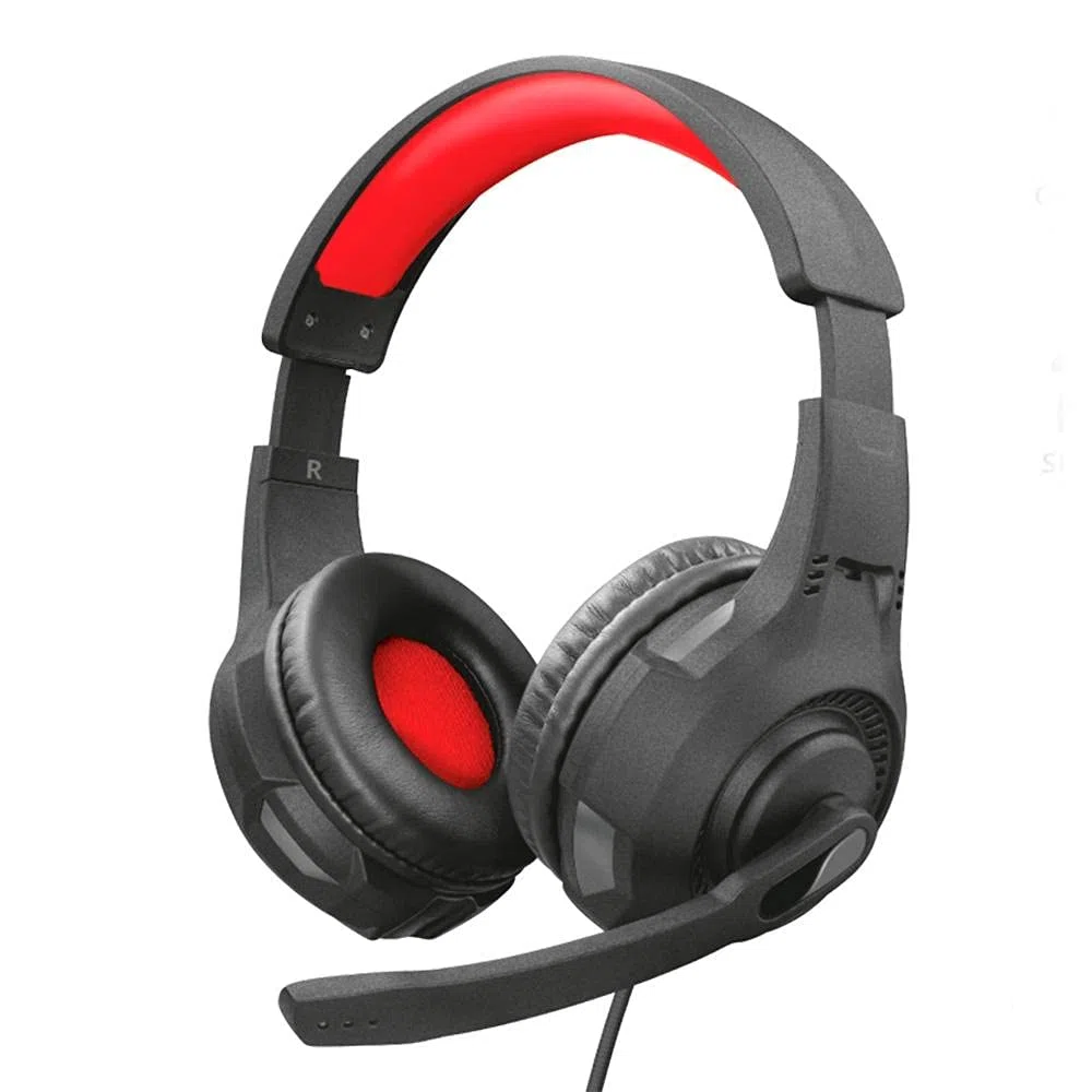 Trust Gaming Cuffie Gaming GXT 307 Ravu con Microfono Ripiegabile e Archetto Regolabile, 3.5 mm Jack, Filo, Over Ear, PC, PS4, PS5, Xbox Series X, Xbox One, Switch, Nero/Rosso