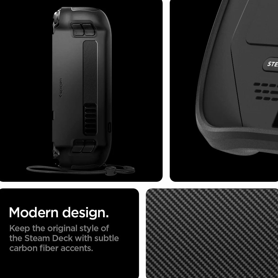 Spigen Cover Rugged Armor Compatible con Steam Deck LCD (2022) / Steam Deck OLED (2023) console - Nero Opaco