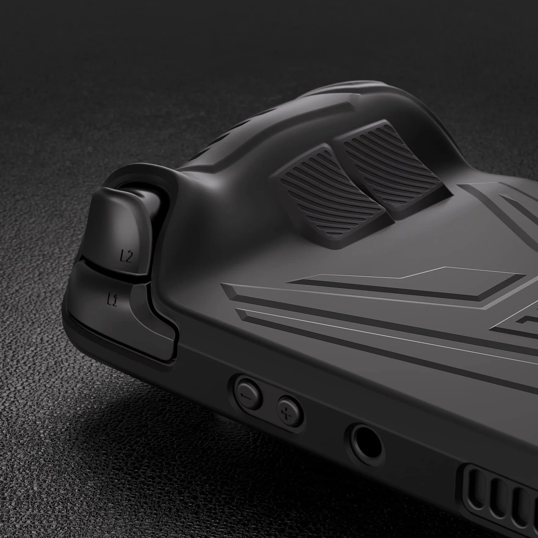 PlayVital Cover Protettiva per Steam Deck LCD,Custodia Skin Silicone Case Morbida per Steam Deck LCD Console con Tasti Posteriori&Copri Analogici,Armor Series-Nero