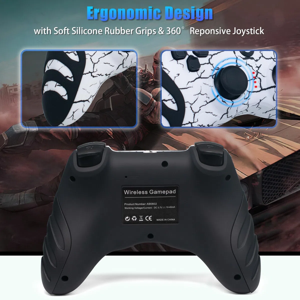 DoJoZone Controller PC Wireless, Joystick PC PS3 Controllers con Effetto Hall Joysticks/Vibrazione, 2,4G Wireless Gamepad per Windows 11/10/ 8/7, PS3, Steam, Laptop, Raspberry Pi, Android TV/TV Box