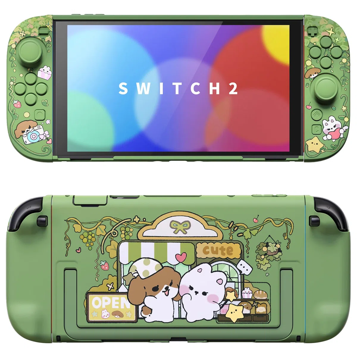 playvital per Switch 2 Cover Rigida Dockable, Custodia Protettiva Adesivi per Nintendo Switch 2 Console, Copri Tasti & Gommini per Joycon 2, Accessori Carini, Pasticceria nella Foresta