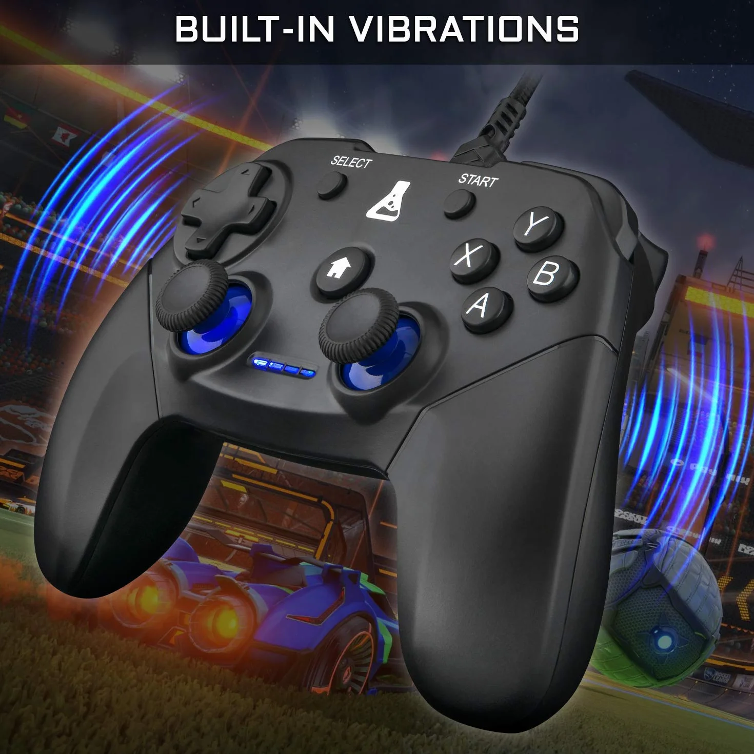 THE G-LAB K-Pad Thorium Controller di Gioco PC e Ps3 USB con Cavo - Vibrazione Integrata, Gamepad Game Controller con Cavo Elettrico - Joystick per PC Windows 10-11, Ps3, Android (Nero)