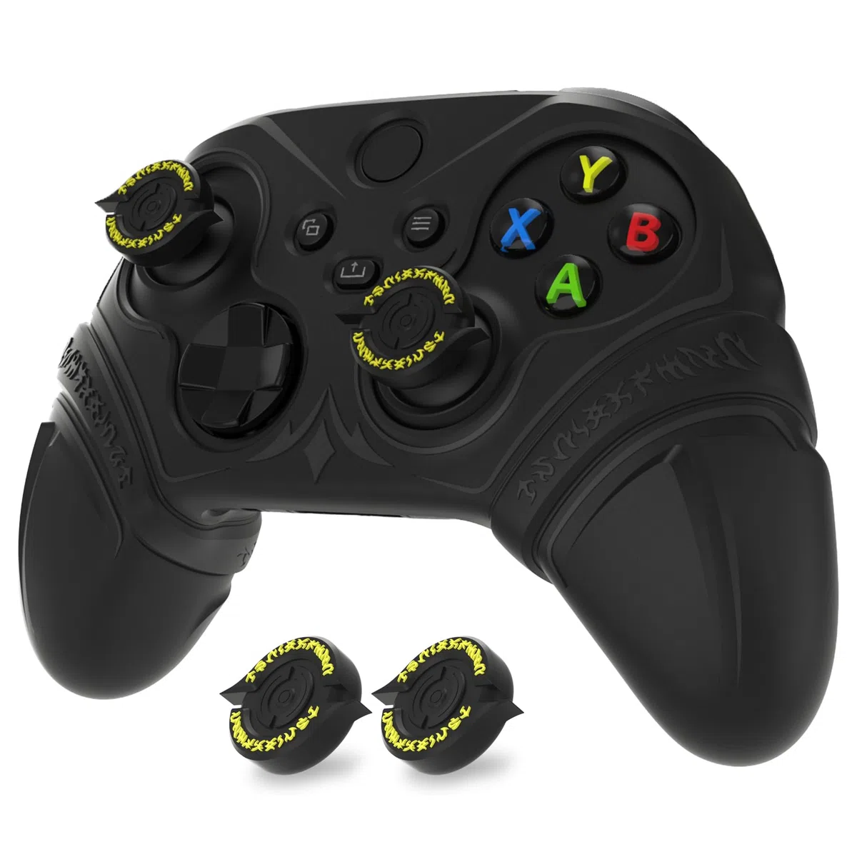 PlayVital Cover Controller per Xbox Series X/S Joystick, Custodia Skin Silicone Grip Antiscivolo & Copri Levette Analogiche & Adesivi per Xbox Core Wireless Controller, Runes, Nero
