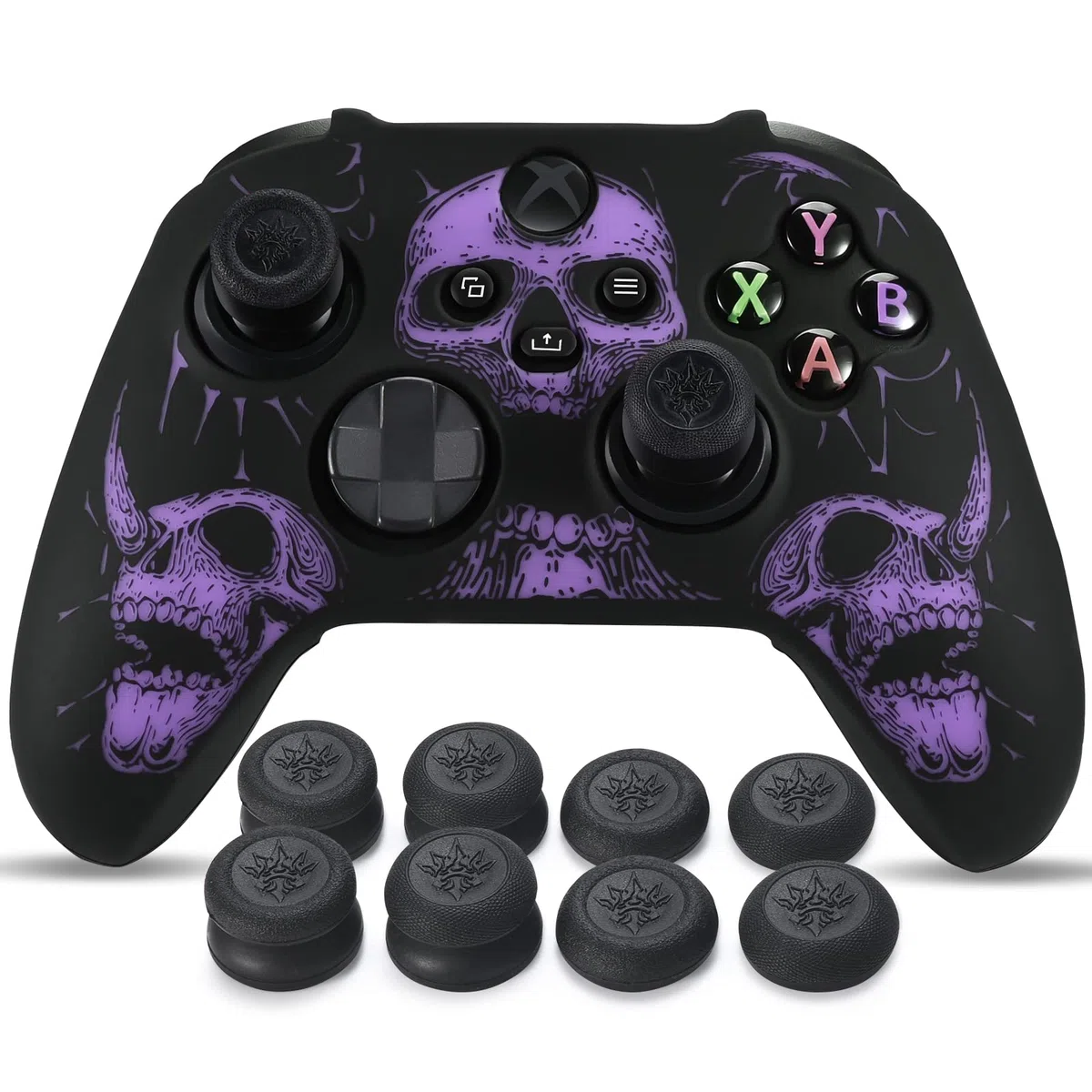 YoRHa Intaglio Laser Silicone Pelle Cassa Skin per Controller Xbox Series X/S x 1 (Viola) con Thumb Grips x 8