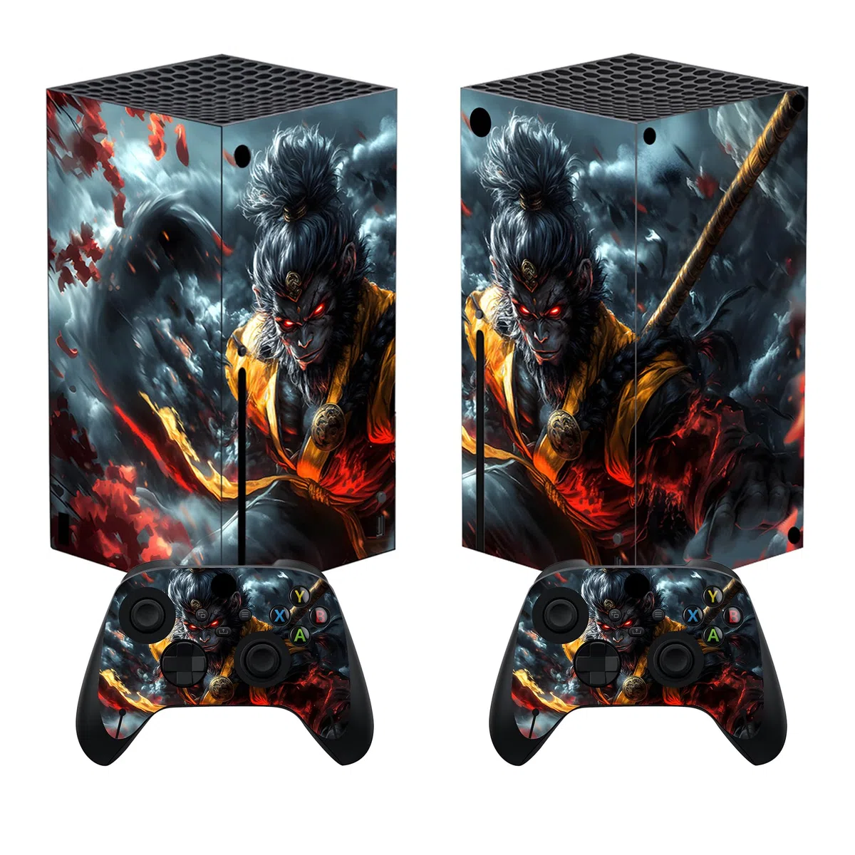 playvital Adesivo Skin per Xbox Series X Console&Controller,Sticker Decal Cover Vinile per Xbox Series X-Wukong Tempesta di Nubi