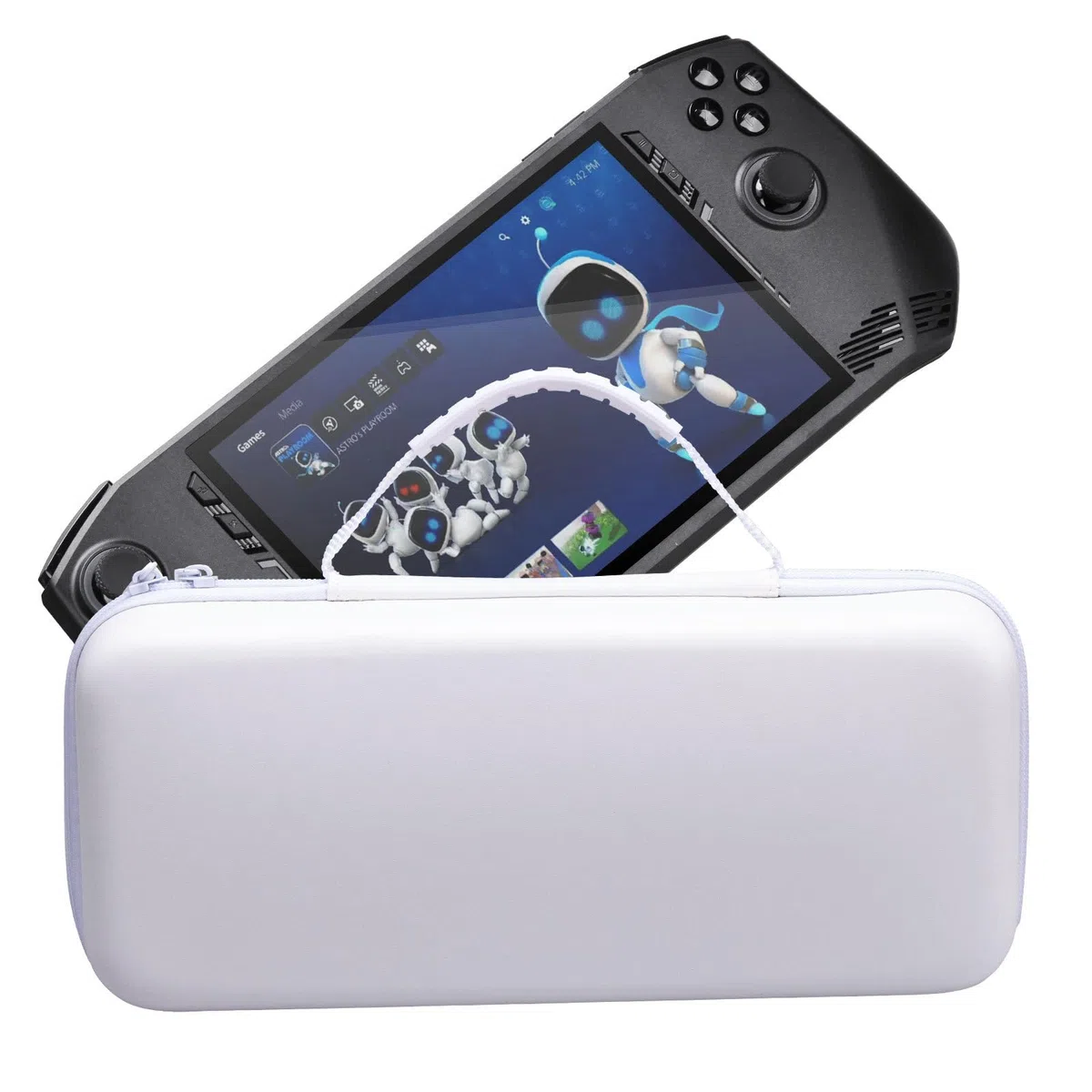 Hzycwgone Custodia per MSI Claw,Viaggio Borsa di Trasporto per MSI Claw A1M Gioco Portatile,Custodia Rigida con Slot per Schede di Gioco & Tasca a Rete per MSI Claw Accessori(Bianco)