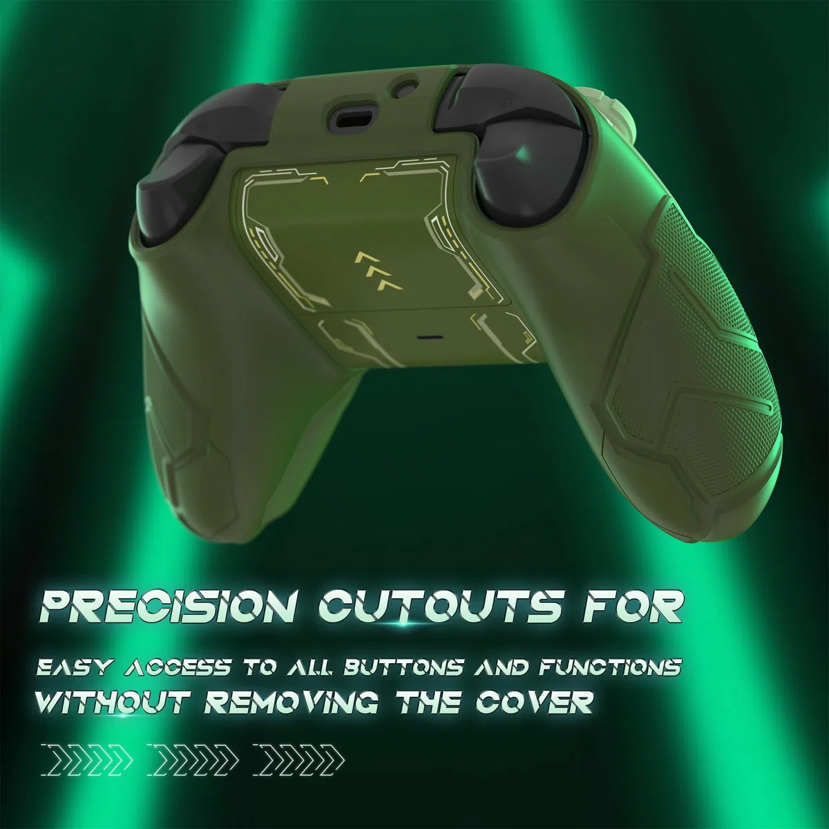 playvital Cover Controller per Xbox Series X/S Joystick, Custodia Silicone Case Grip Antiscivolo & Copri Levette Analogiche & Adesivi, Accessori Protettivi, Mecha Stellare-Verde